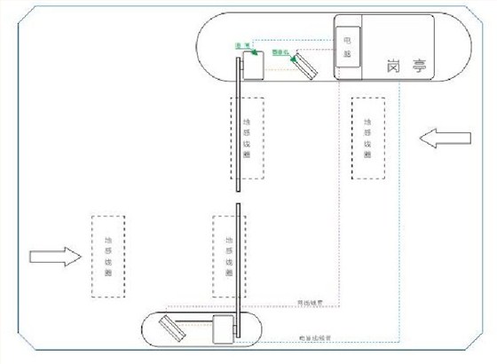 車牌識別布局布線圖 道閘對開式